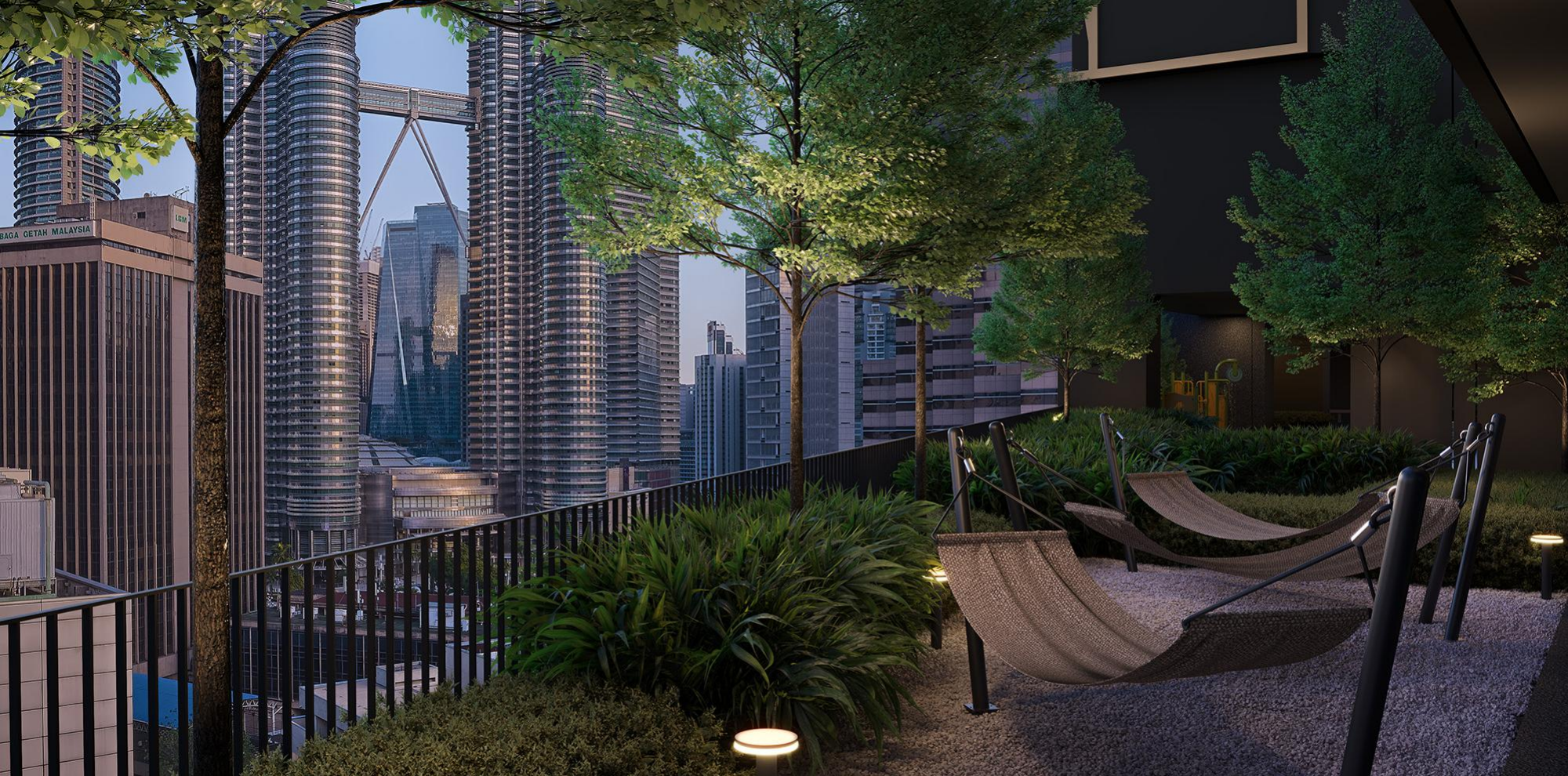 Hammock Garden with Twin Towers View